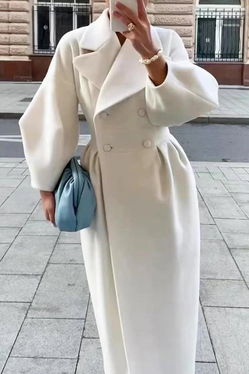 Solid Turndown Collar Outerwear S726