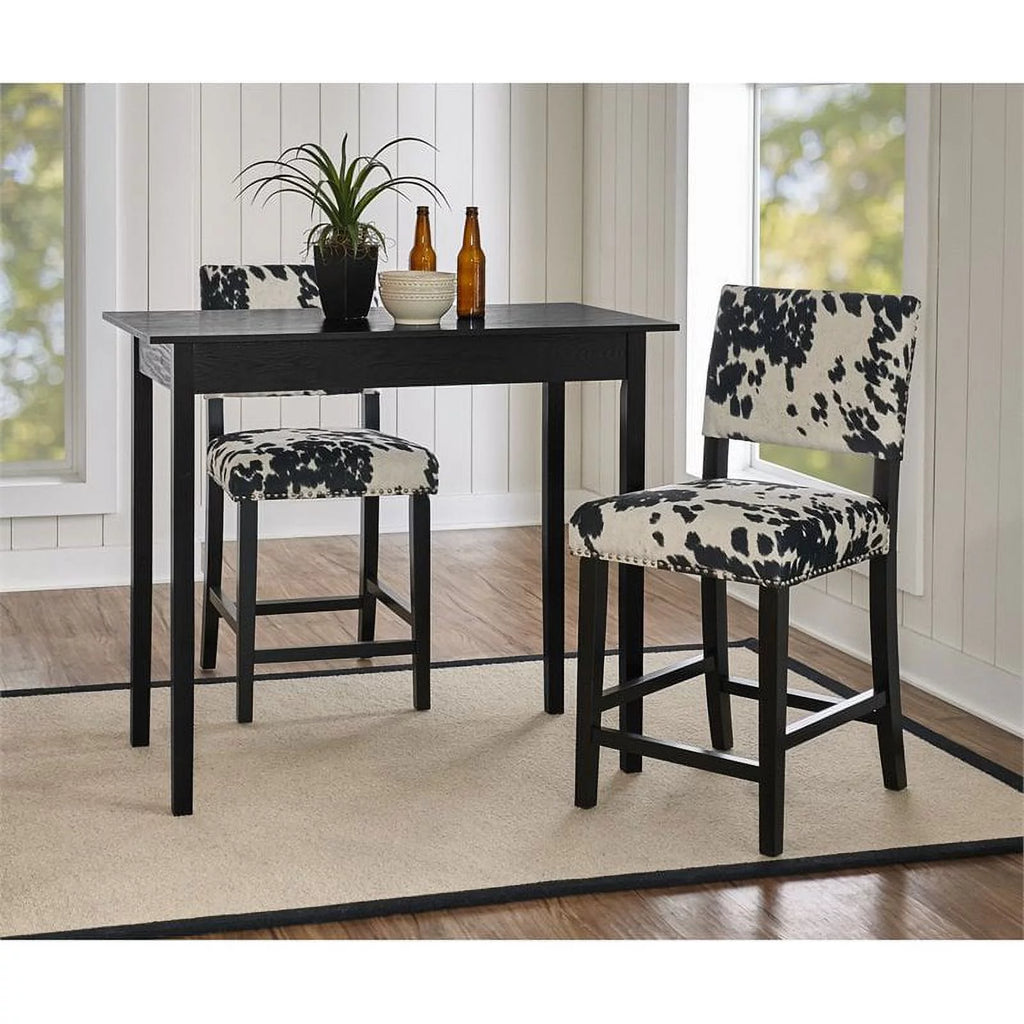 2 Piece Cow Print Wood Counter Stool Set T1133