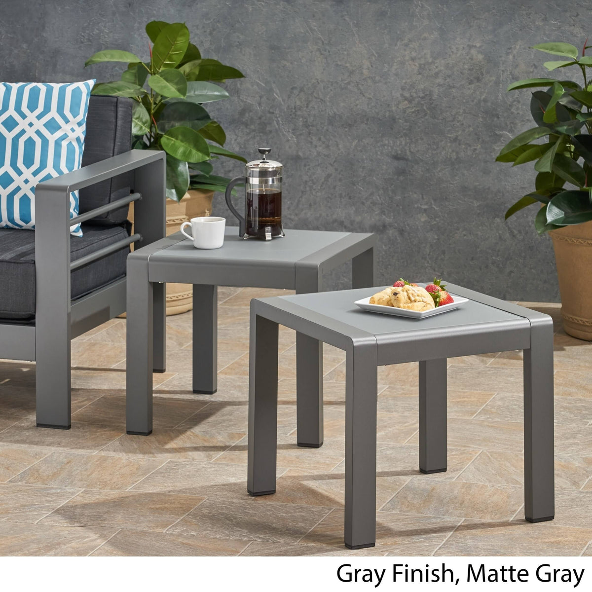 Gray Aluminum Patio Side Table D453