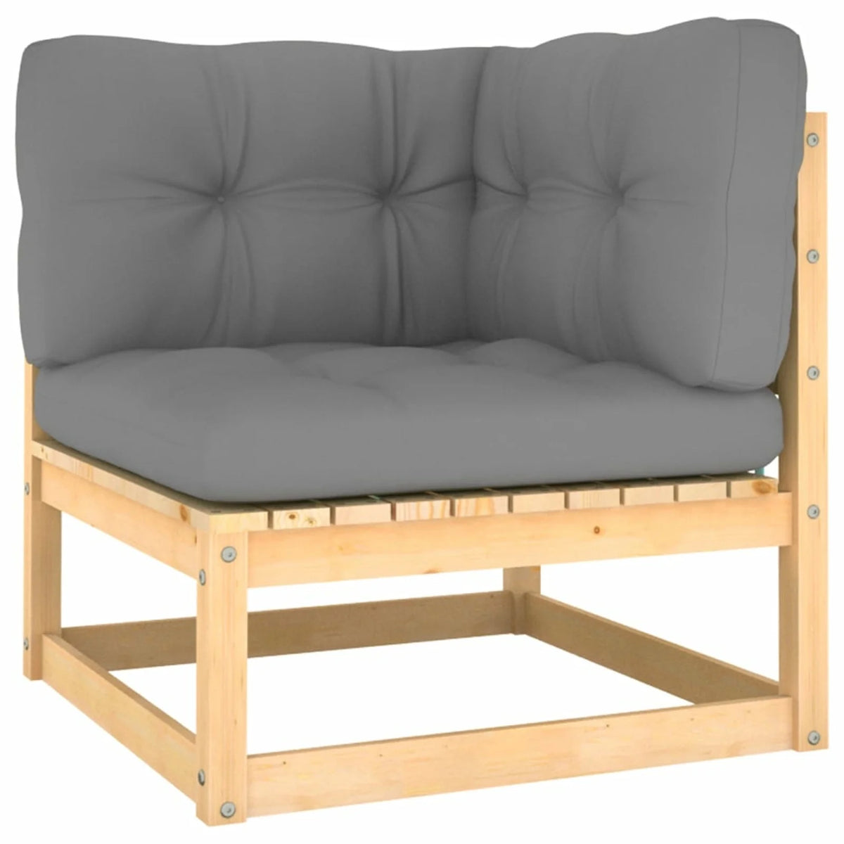 4 Piece Patio Lounge Set with Gray Cushion Pinewood Sectional Outdoor Furniture Set S616146