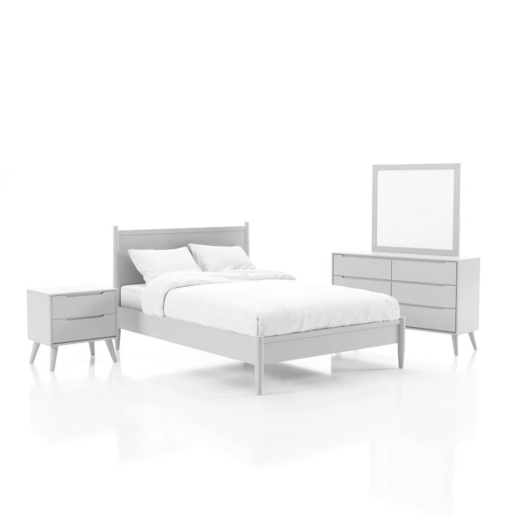 4pc Wood Bedroom Set King Nightstand Dresser Mirror White V563703