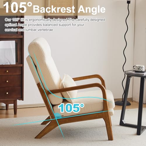 White Teddy Fleece Upholstered Accent Chair with Pillow V9240