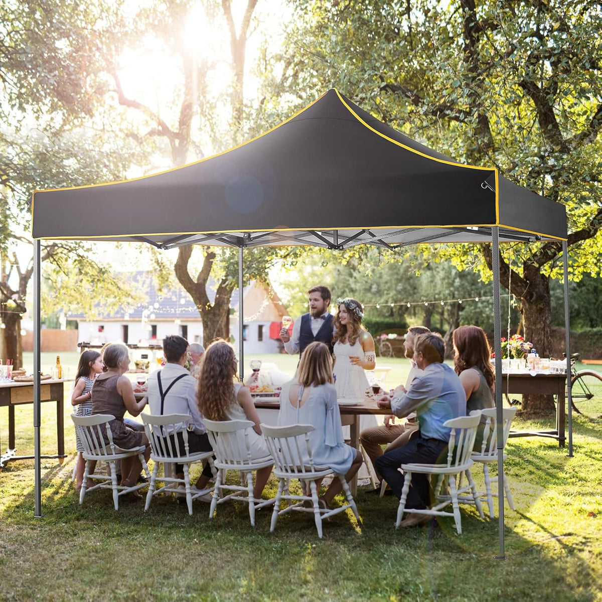 Pop Up Canopy Tent 10x10 Waterproof Portable Folding with Carry Bag (Black) U5219