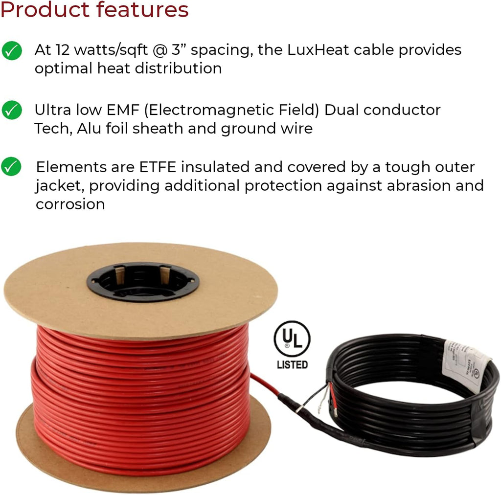 Floor Heating Cable Set 60 Sqft 120v Electric Radiant Floor Heating System with WiFi Programmable Thermostat I57349