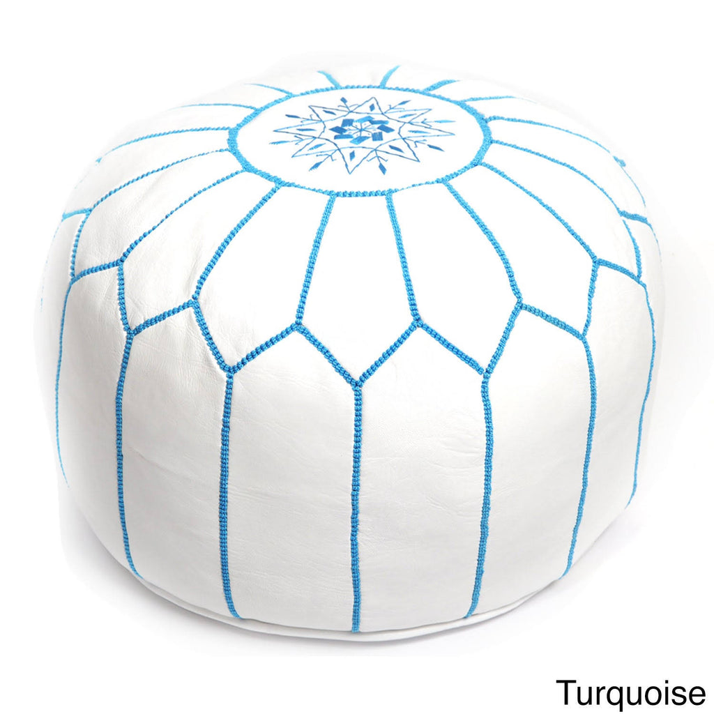 White Leather Ottoman B5848