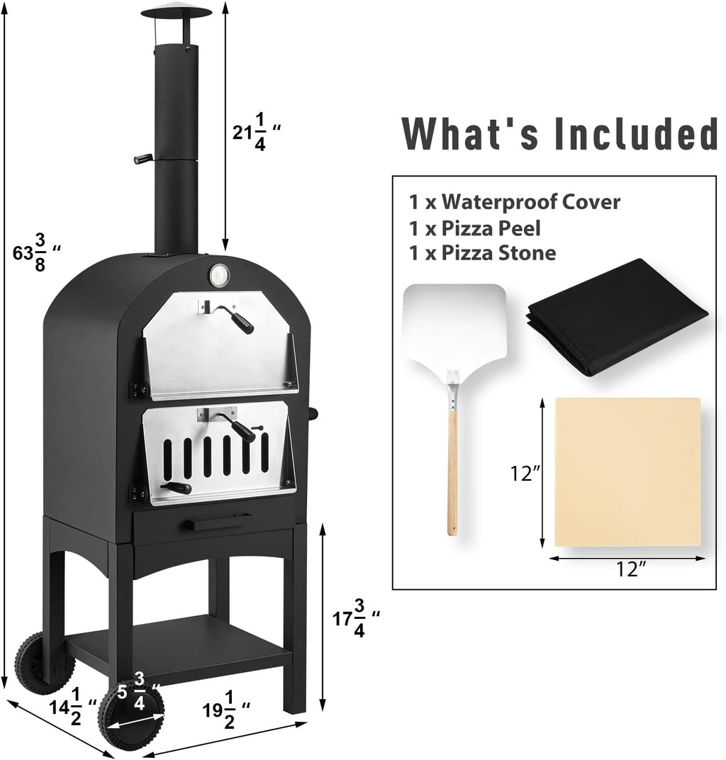 Outdoor Pizza Oven Wood Fire with Pizza Stone Z67169