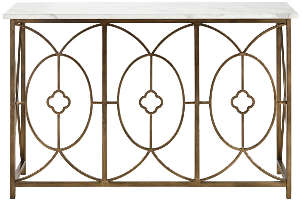 Gold White Marble Tabletop Metal Console Table A2544
