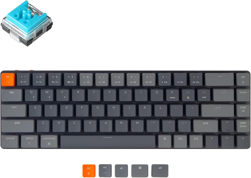 65% Layout Hot-swappable Ultra-Slim Wireless Bluetooth/Wired USB Mechanical Keyboard with Low-Profile Optical Blue Switch/RGB Backlit/68 Keys J2051