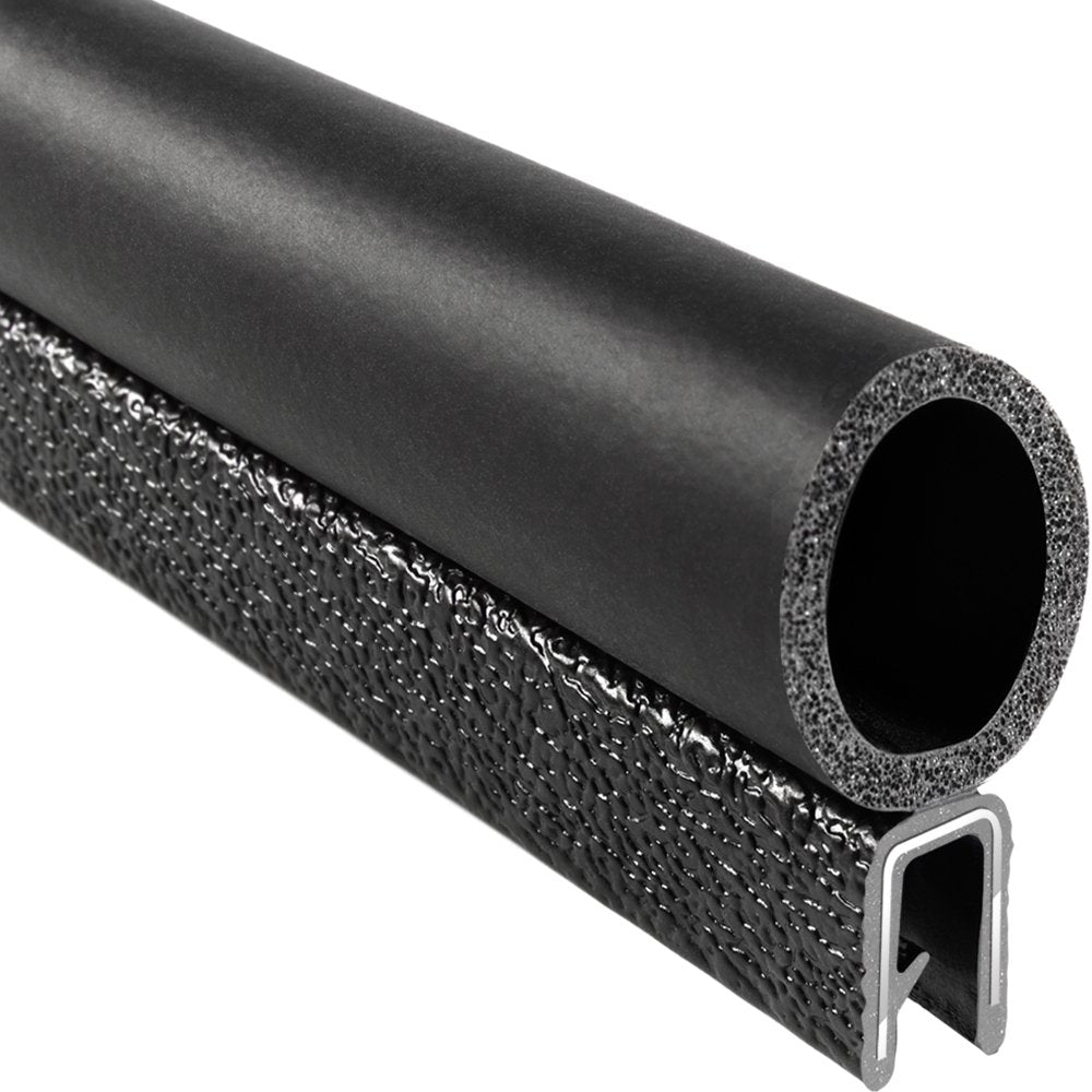 Trim Seal with Top Bulb, 25’ Length, PVC Plastic with EPDM Rubber Seal, Pack of 2 N8205
