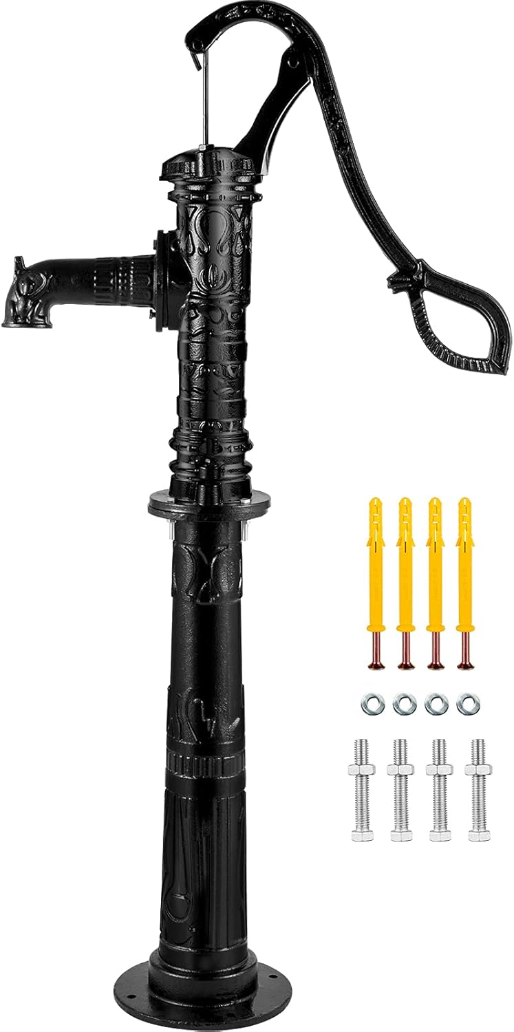 Green Cast Iron Hand Water Pump with Stand J1158