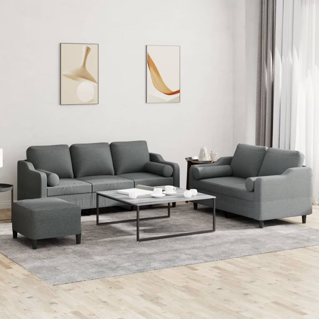 3 Piece Dark Gray Fabric Sofa Set Z51499