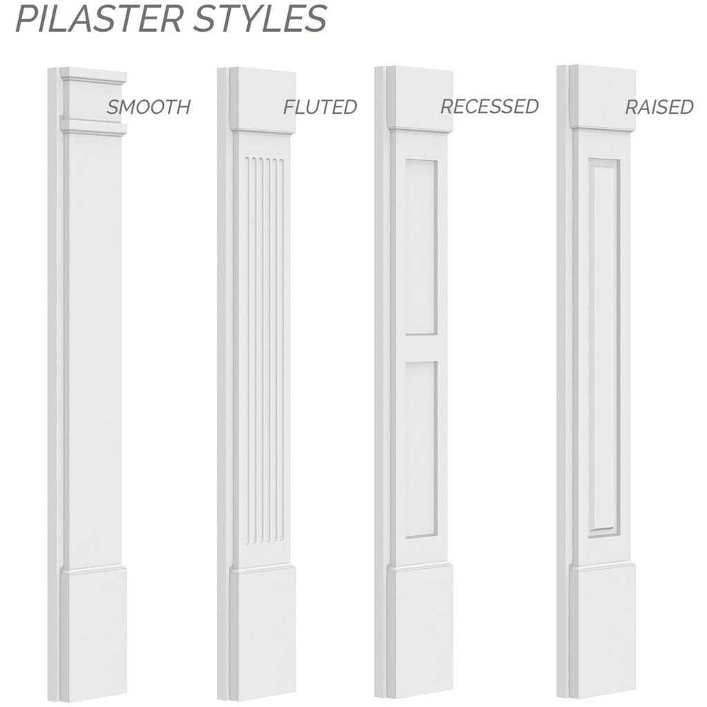 Two Equal Flat Panel PVC Pilaster with Standard Capital & Base (Pair) M176082