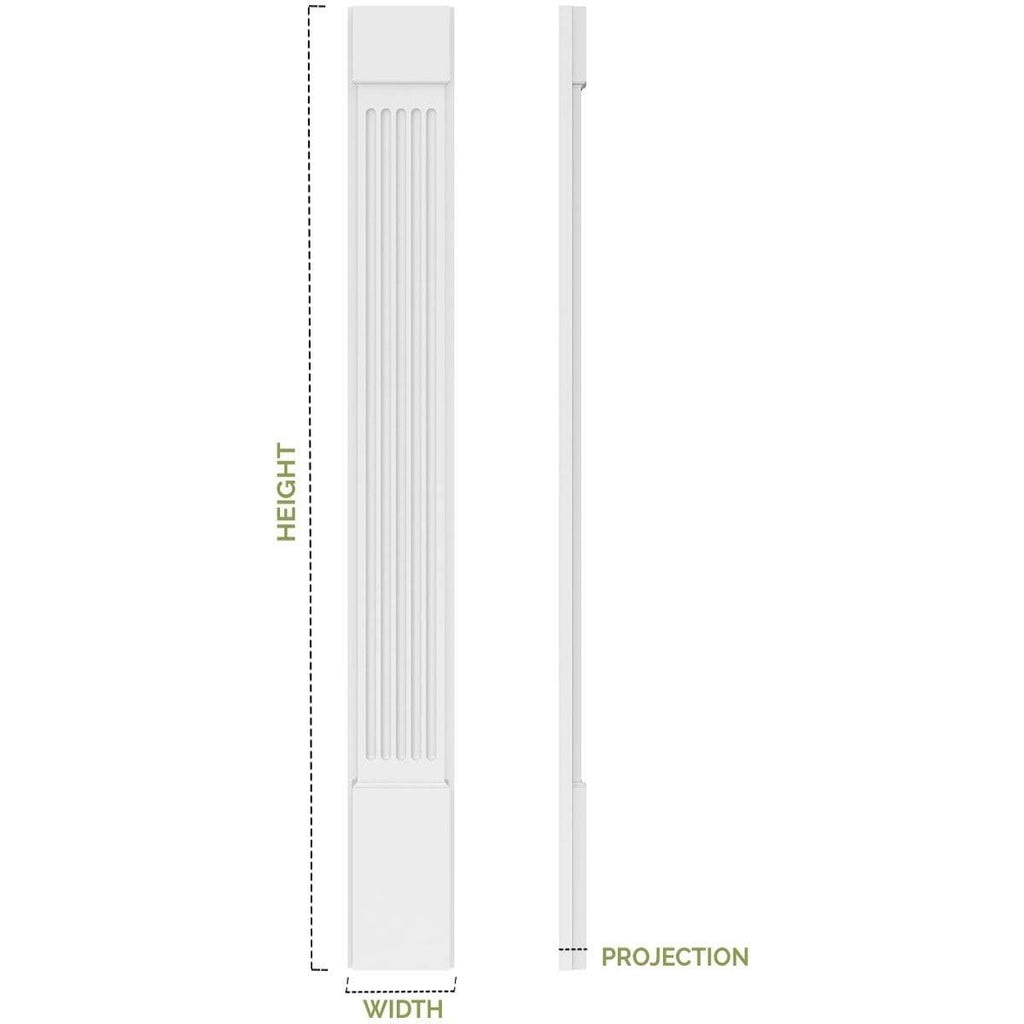 Two Equal Flat Panel PVC Pilaster with Standard Capital & Base (Pair) M176082