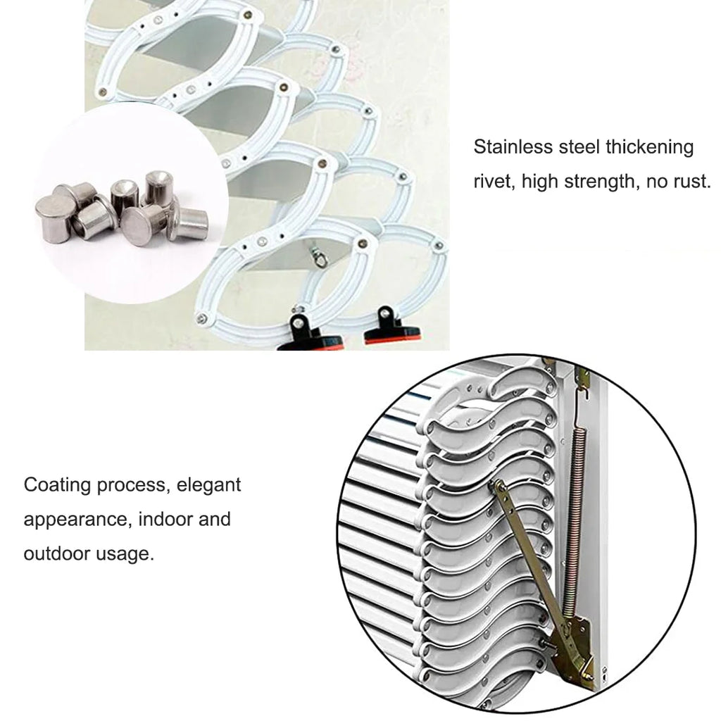 White Al-mg Alloy Wall Mounted Folding Attic Ladder B8825