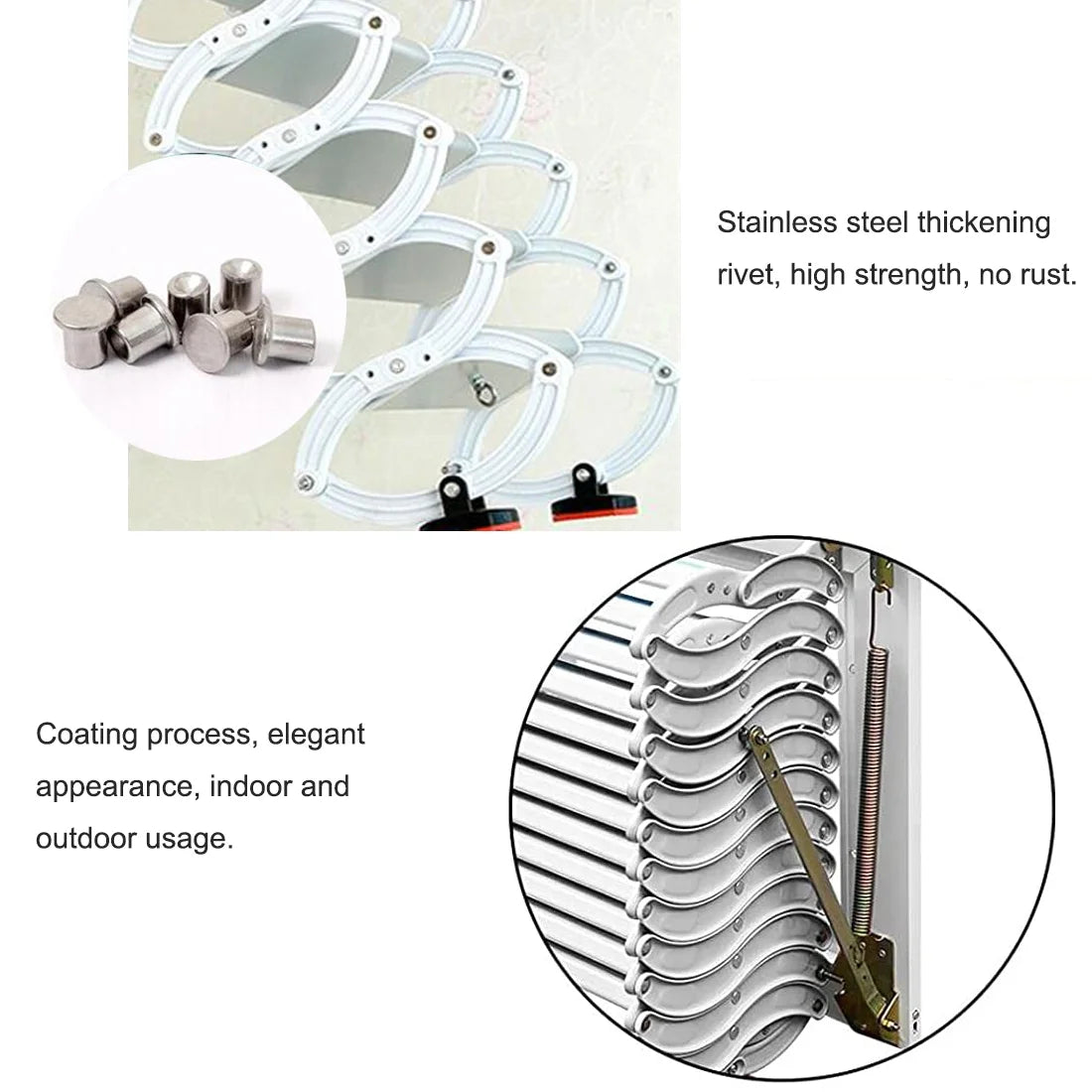 White Al-mg Alloy Wall Mounted Folding Attic Ladder B8825