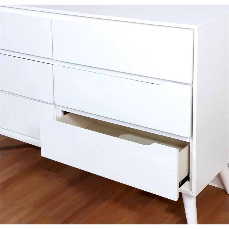 4pc Wood Bedroom Set King Nightstand Dresser Mirror White V563703