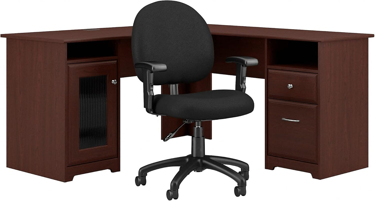 60W L Desk with Chair, Heather Gray E725