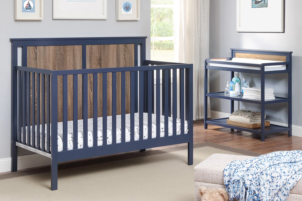 Midnight Blue and Vintage Walnut Finish Crib G14848