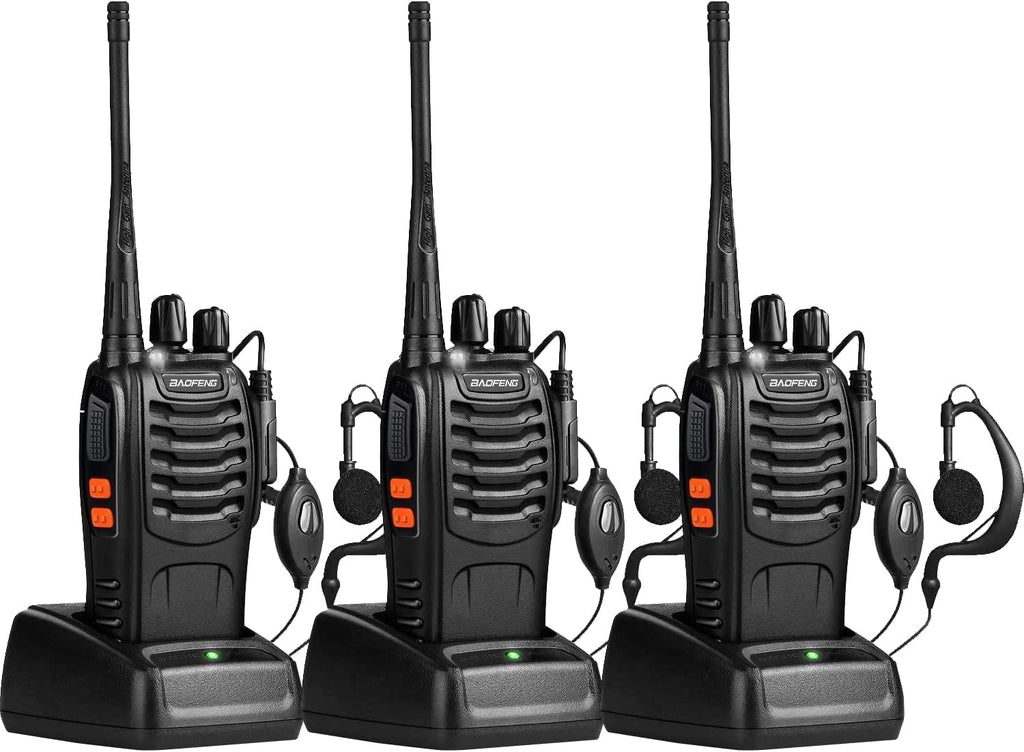 UHF Handheld Rechargeable Walkie Talkies Pack of 2 with Earpiece M896672