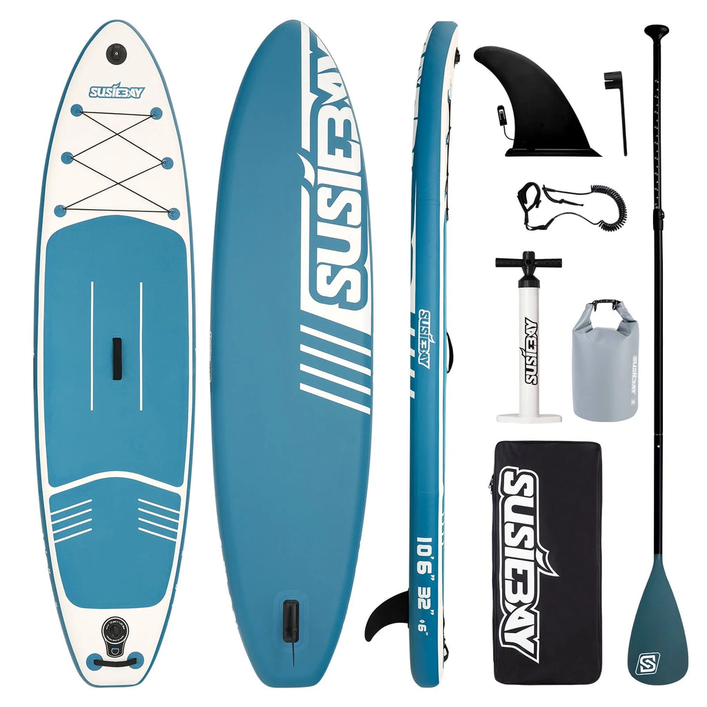 Inflatable Stand Up Paddle Board with Backpack, 10'6" 11ft Black Non-Slip Deck B21540