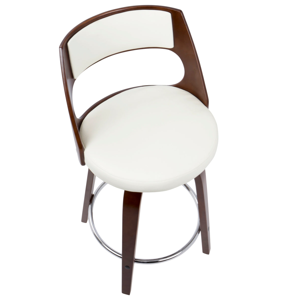 Cherry and White Faux Leather Swivel Counter Stool, Set of 2 C83176