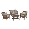 Dark Brown Resin Rattan Conversation Set, Set of 4 Q490028