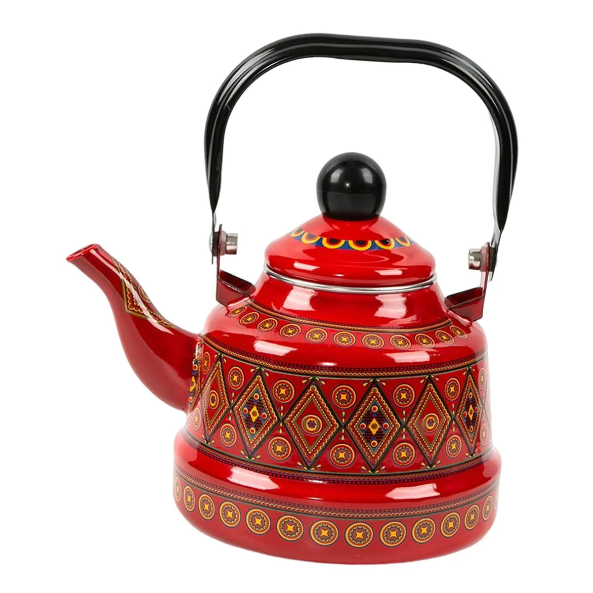 Red Enameled Tea Kettle J6084