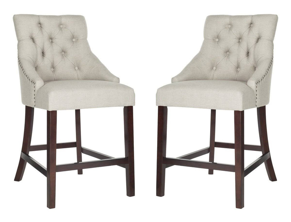 Light Grey Tufted Wing Back Counter Stool U44698
