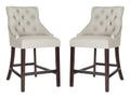 Light Grey Tufted Wing Back Counter Stool U44698