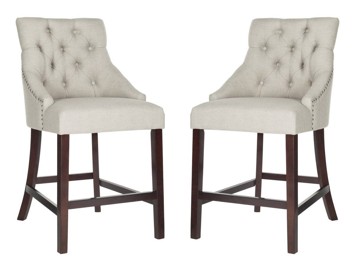 Light Grey Tufted Wing Back Counter Stool U44698
