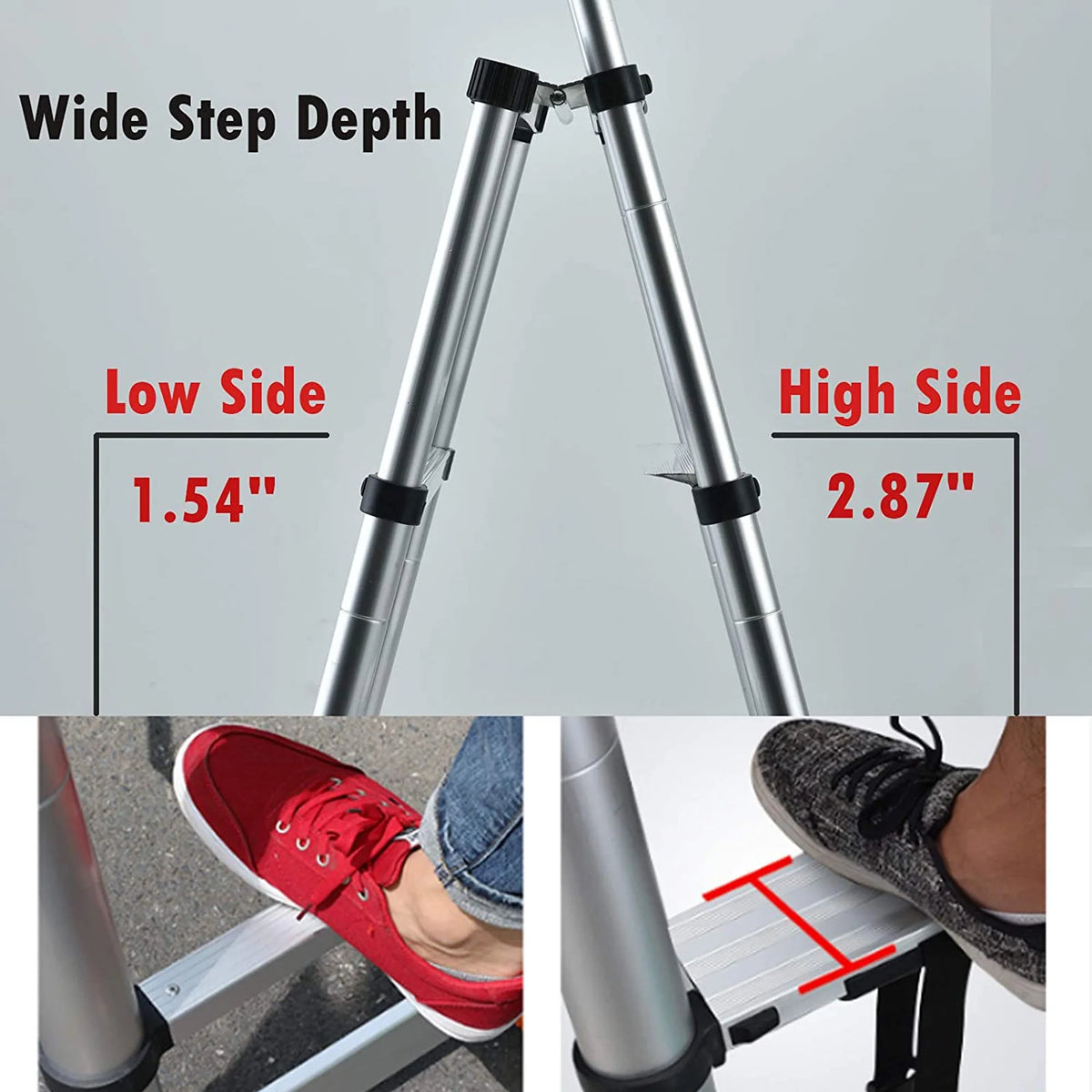 6+7 Steps Aluminium 2 Ways Combination Ladder with Handrail I79739