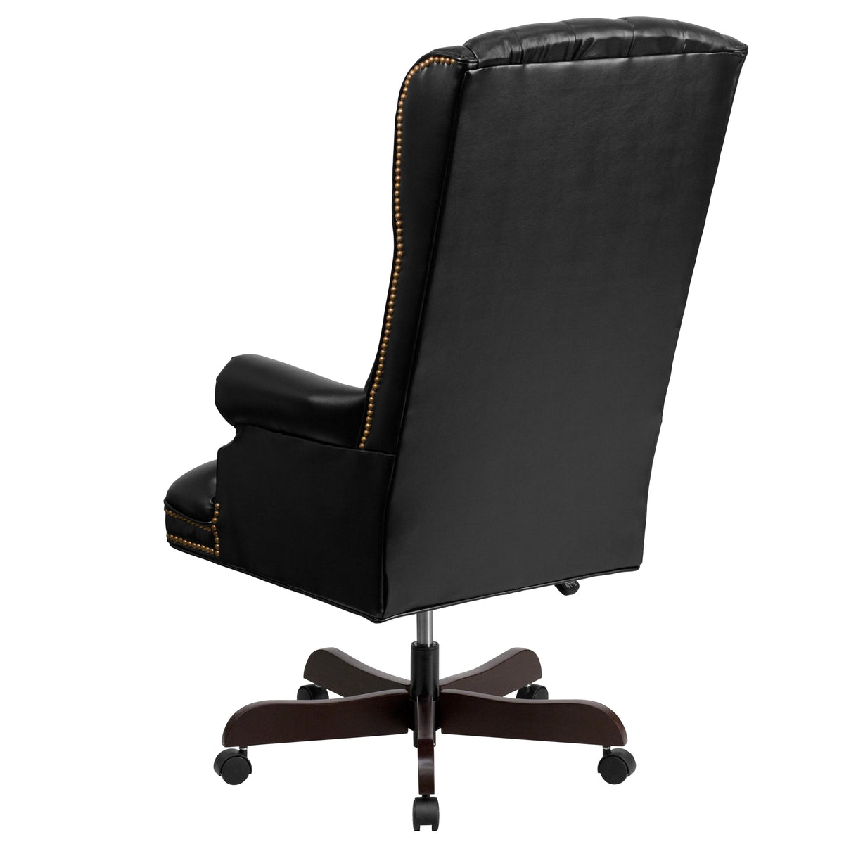 Black Tufted LeatherSoft Ergonomic Office Chair with Arms H646563