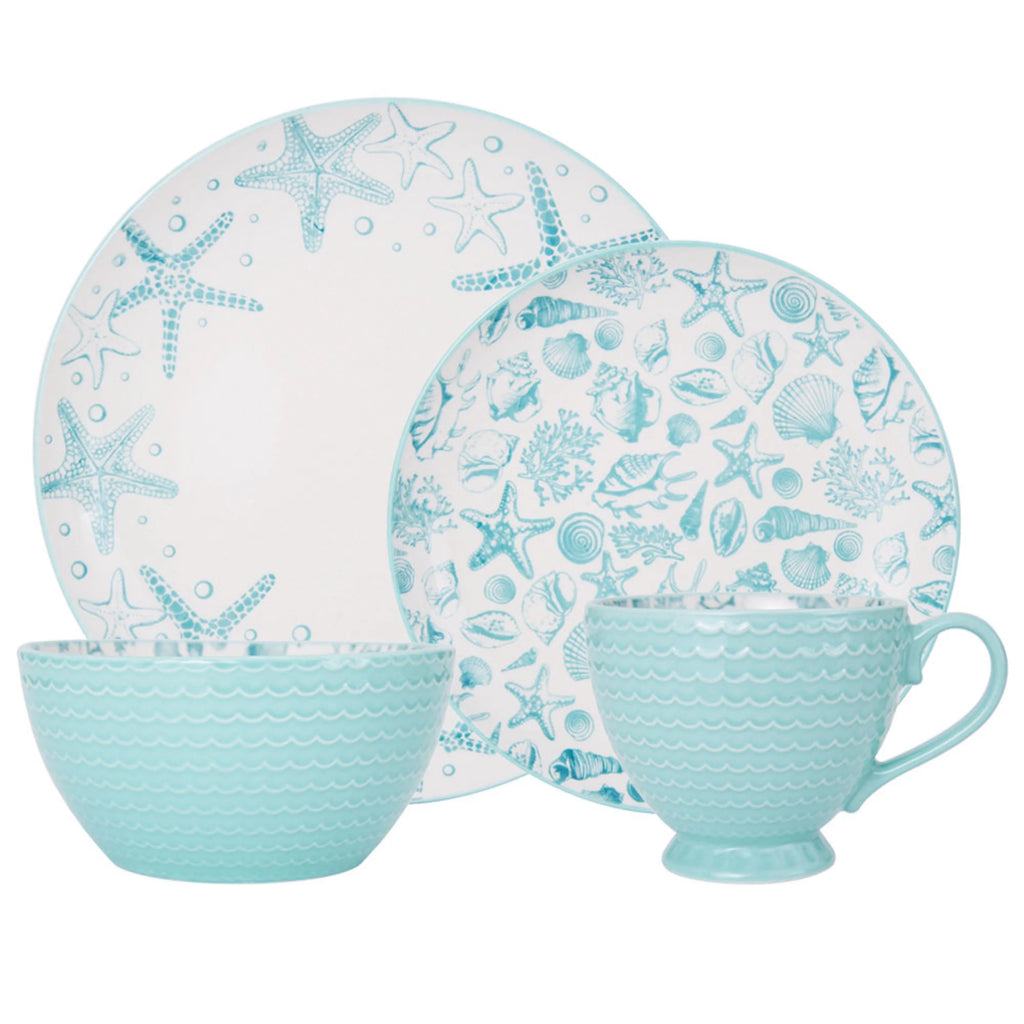 Teal Stoneware 16-Piece Dinnerware Set N98499
