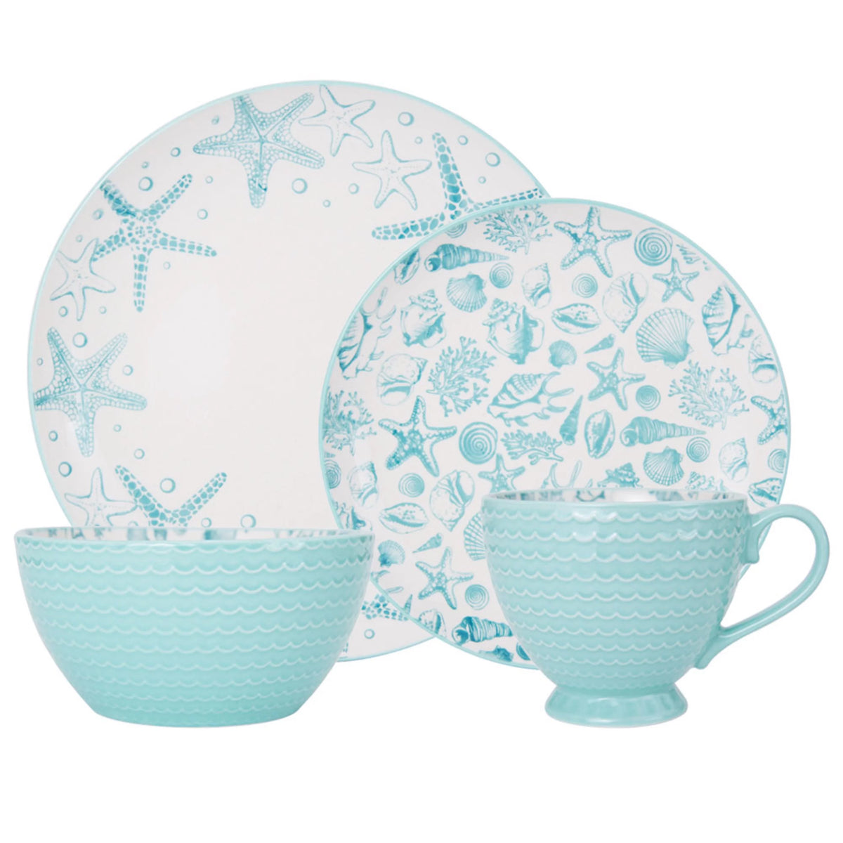 Teal Stoneware 16-Piece Dinnerware Set N98499
