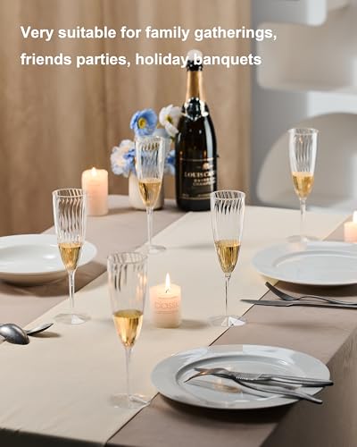 24Pcs 6 Oz Clear Plastic Champagne Flutes A3935