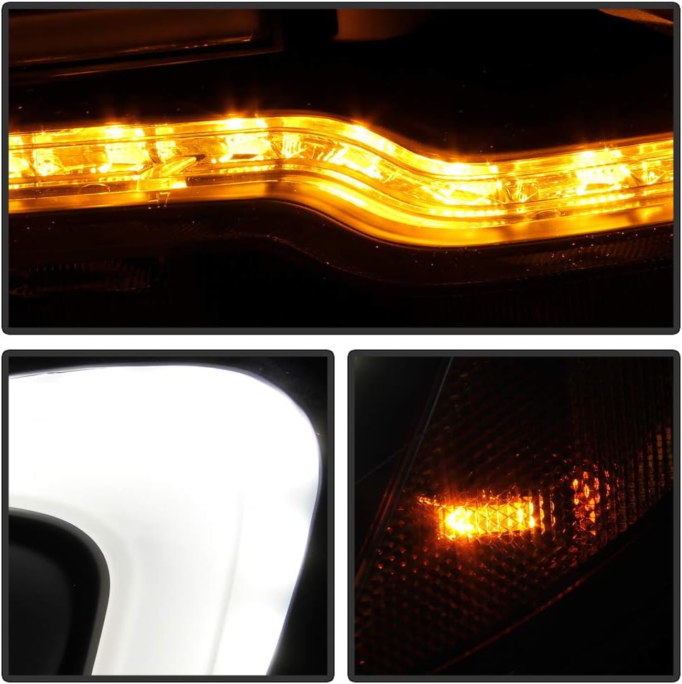 Black Housing LED Tube Projector Headlights Pair B240788