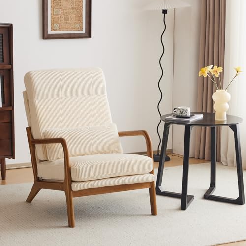 White Teddy Fleece Upholstered Accent Chair with Pillow V9240