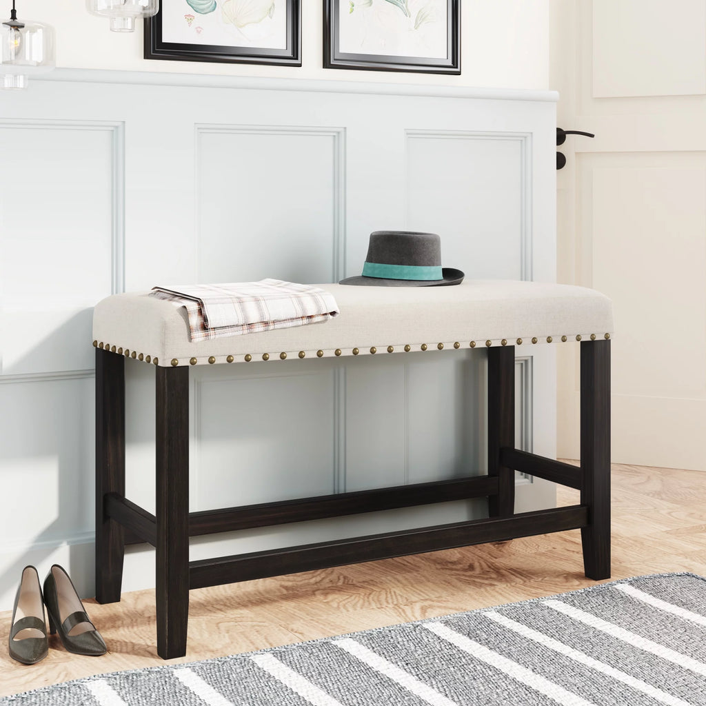 Rustic Wooden Upholstered Dining Bench W218577