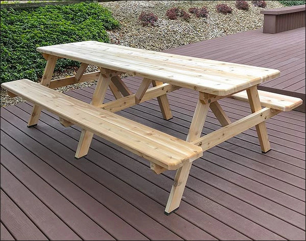 Red Cedar Picnic Table with Attached Benches B8837