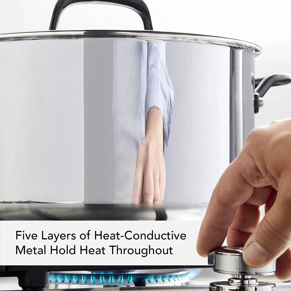 5-Ply Clad Stainless Steel Stock Pot with Lid, 8 Quart G875