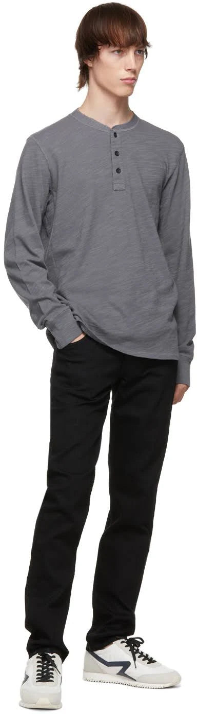 Grey Cotton Henley Y517