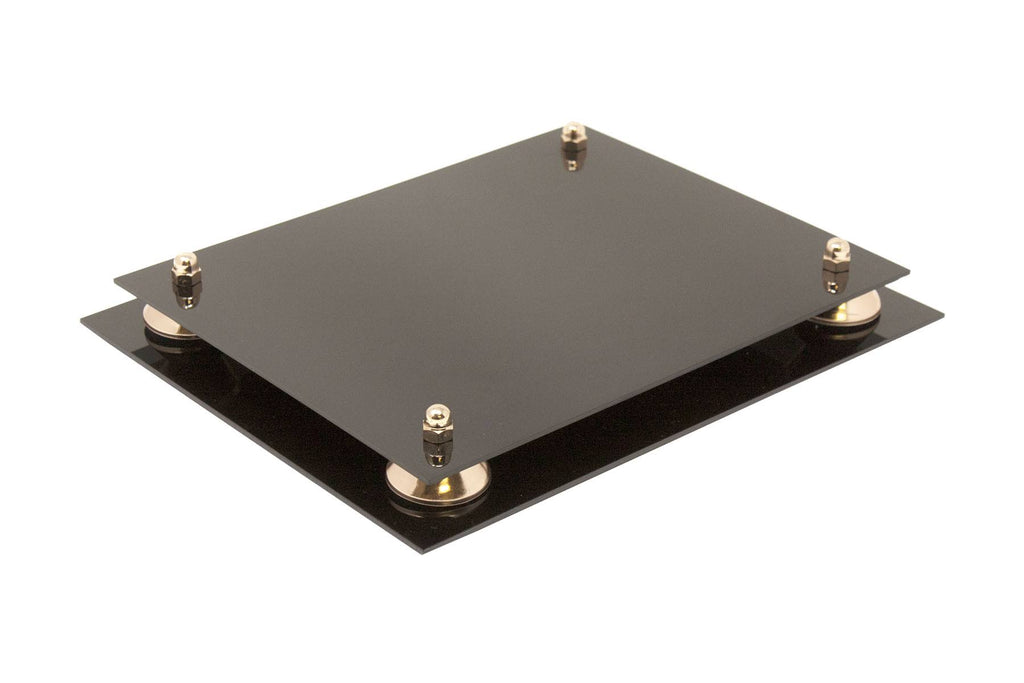 Clear Acrylic Display Case - Medium Rectangle Box with Gold Risers 12.25 inch x 10 inch x 10.5 inch O9123