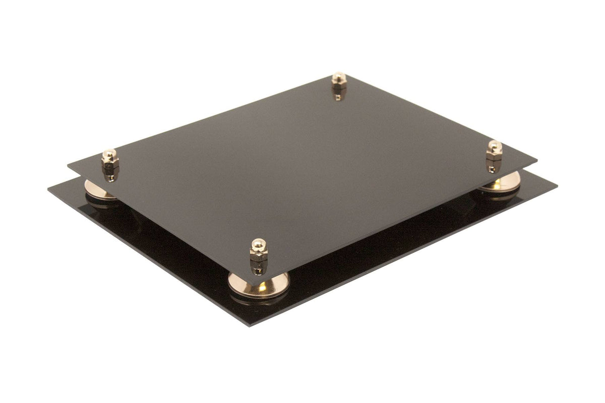 Clear Acrylic Display Case - Medium Rectangle Box with Gold Risers 12.25 inch x 10 inch x 10.5 inch O9123