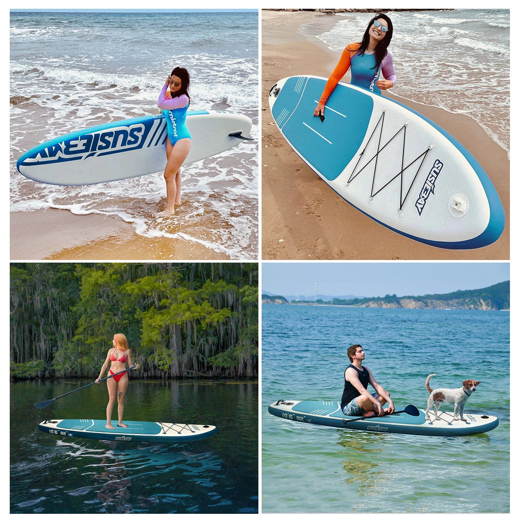 Inflatable Stand Up Paddle Board with Backpack, 10'6" 11ft Black Non-Slip Deck B21540