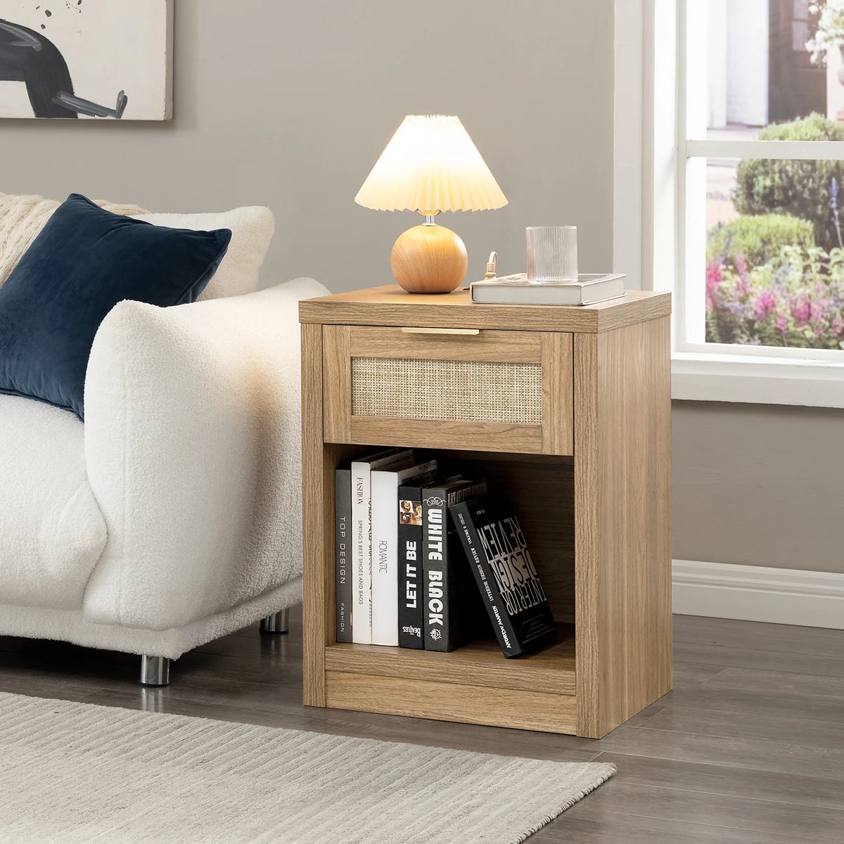 Rattan Nightstands Set of 2 with Charging Station K29512