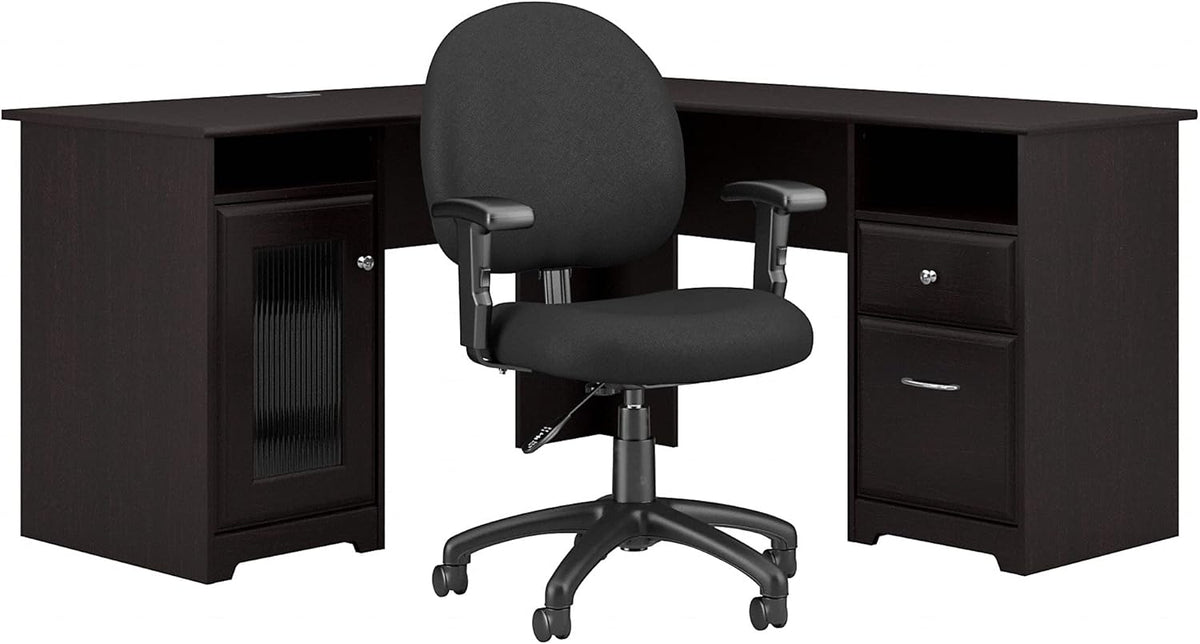 60W L Desk with Chair, Heather Gray E725