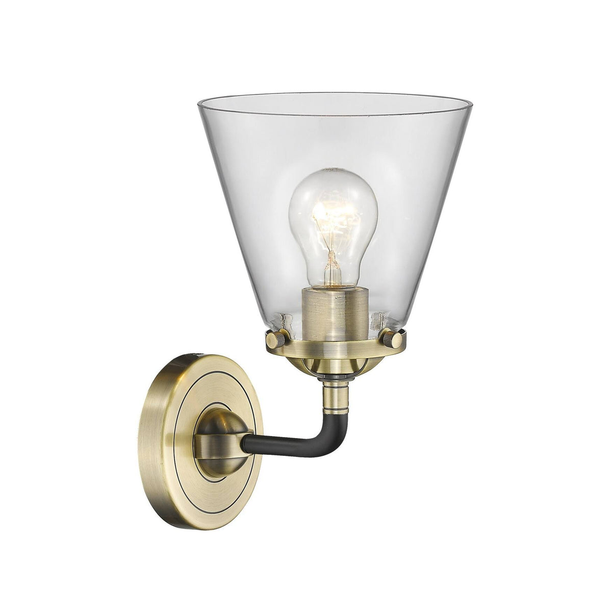 Black Antique Brass Small Cone 1 Light Sconce M7378