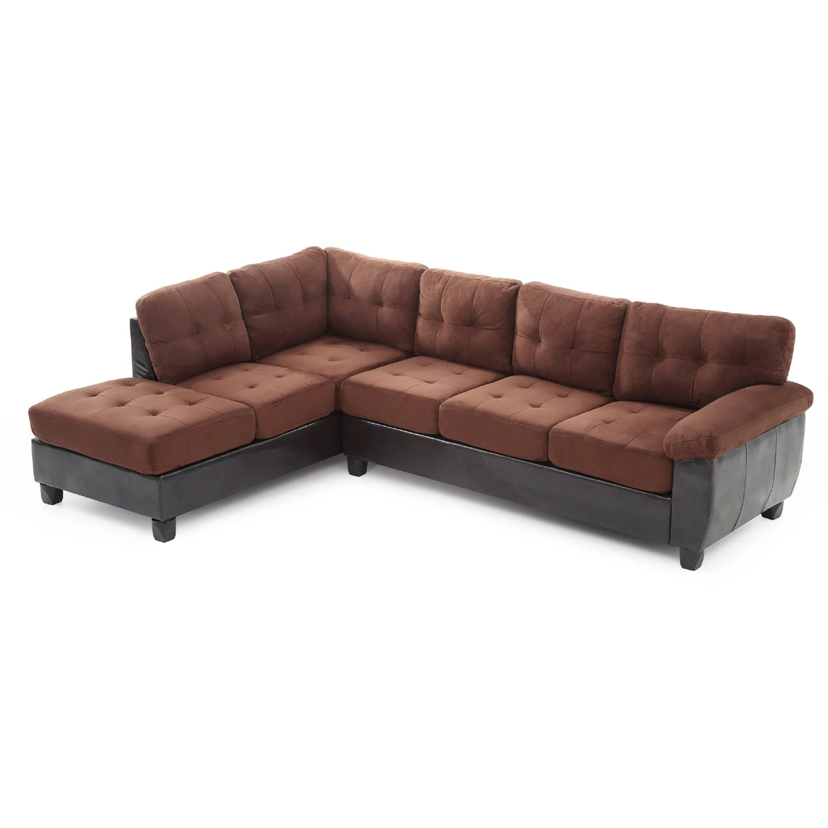 Chocolate and Black 2-PC Sectional Sofa U6557