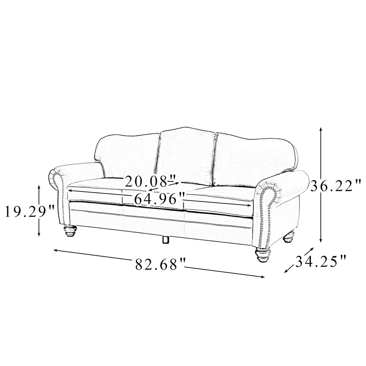 Transitional Sofa with Removable Cushions and Nailhead Trim Z21418