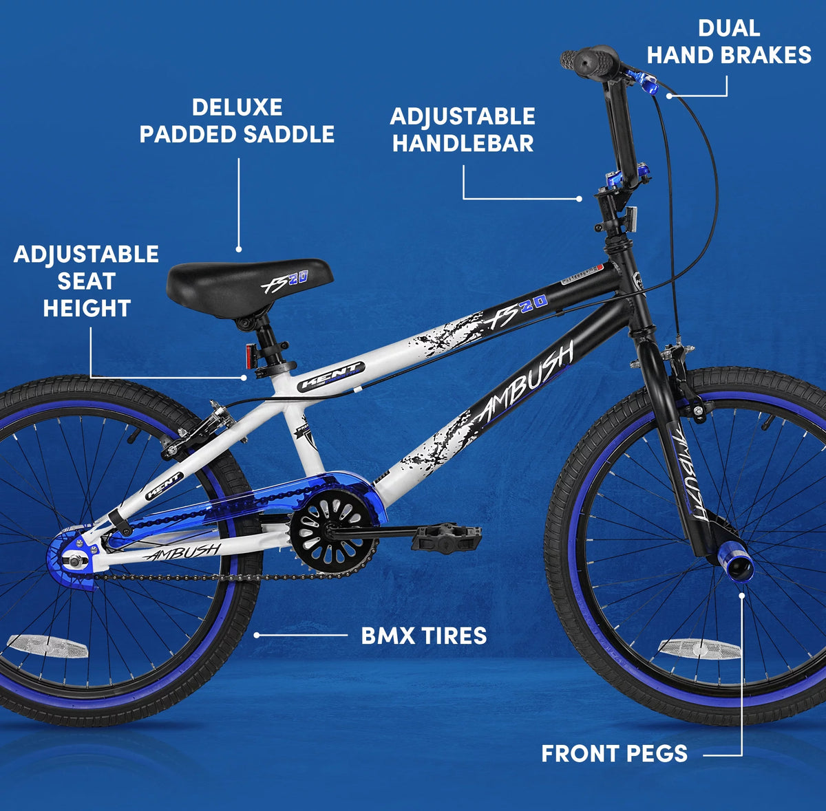 20 Boy's BMX Child Bike Black/Blue L7413